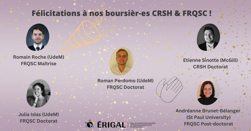 Félicitations à nos boursièr-es CRSH & FRQSC !